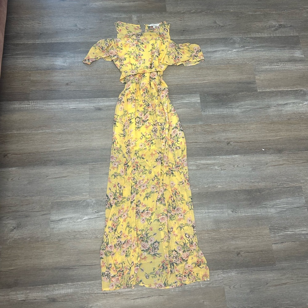 DAVI & DANI Yellow Floral Maxi Dress
